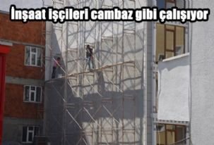 İnşaat işçileri  cambaz gibi çalışıyor